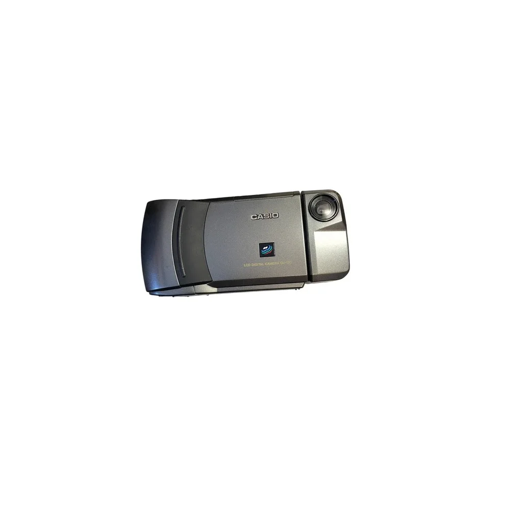 Casio QV-120 LCD Digital Camera Silver Vintage Retro Tech with Case and Manual